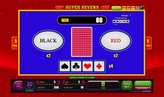 Red-Or-Black Risk Game - To gamble any win press Gamble then select Red or Black.
