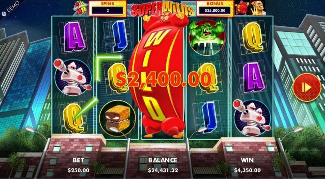 A winning Five of a Kind leads to a 2,400.00 jackpot.