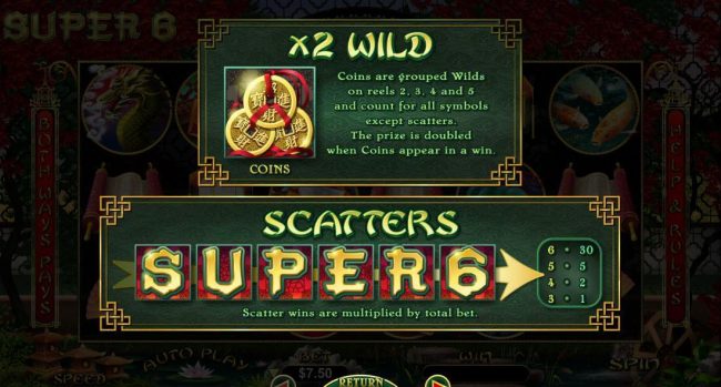 x2 wild rules and scatter symbols
