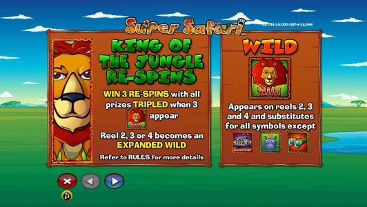 King of the Jungle Re-spins and wild symbol rules