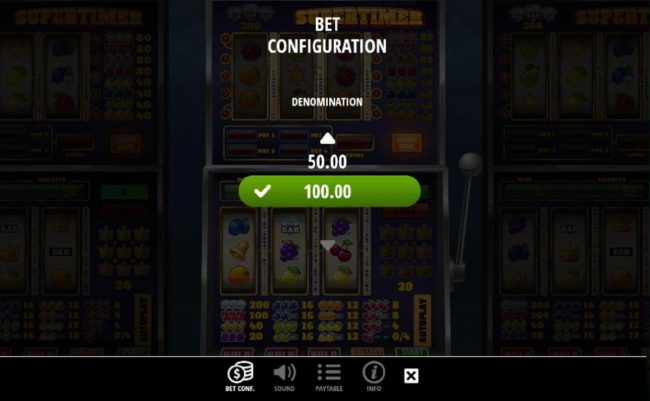 Click on the Bet Configuration to adjust the bet range