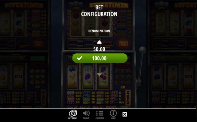 Click on the Bet Configuration to adjust the bet range