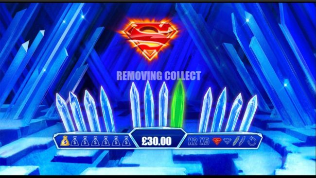Finding the Superman shield will remove one of the green crystals.