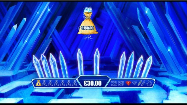 Selecting crystals will reveal either a cash prize or one of the hidden symbols loctaed on the right of the game board.