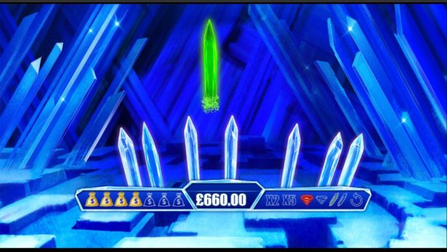 Revealing one of the green crystals ends the bonus game play.