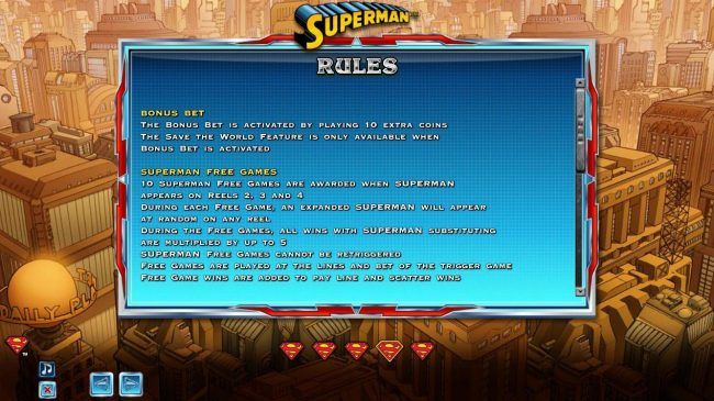 Bonus Bet and Superman Free Games Rules