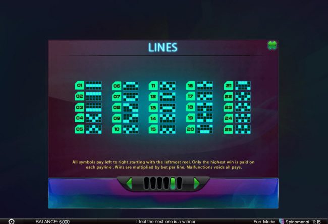 Paylines 1-25