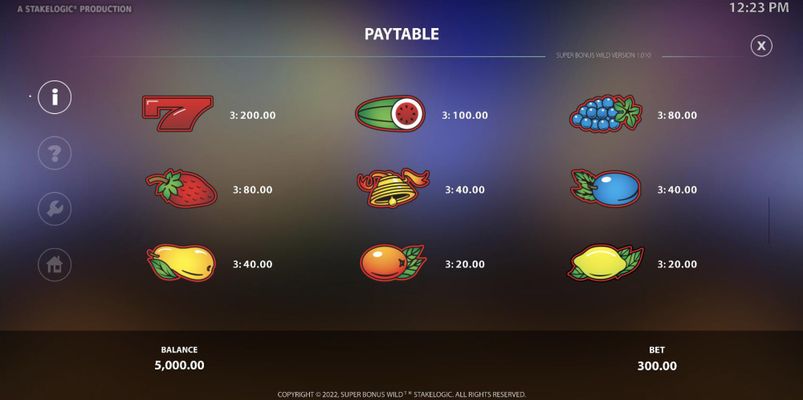 Paytable