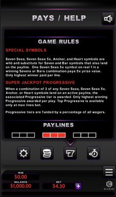 Super Jackpot Seven Seas :: General Game Rules