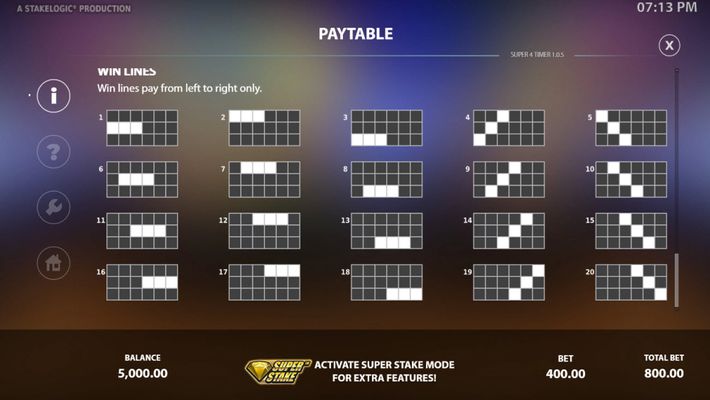 Paylines 1-20