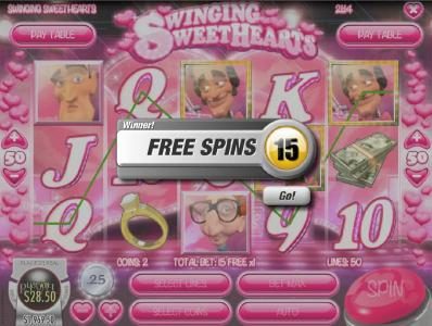 Three game show host scatter symbols triggers 15 free spins