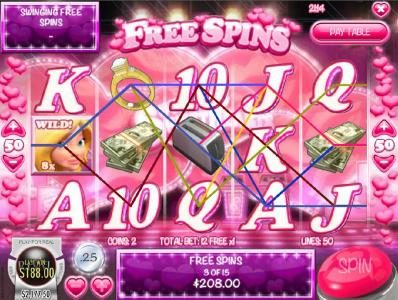 Multiple winning paylines triggers a $188.00 big win during the free spins feature!