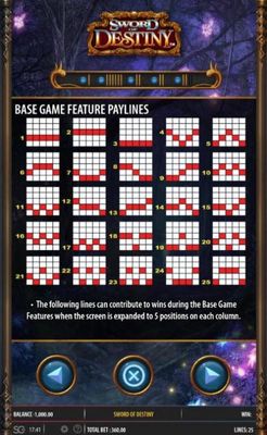 Base Game Feature Paylines 1-25