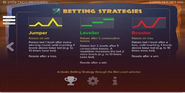 Betting Strategies - Choose the strategy that suits your style of play - Jumper, Leveller or Booster