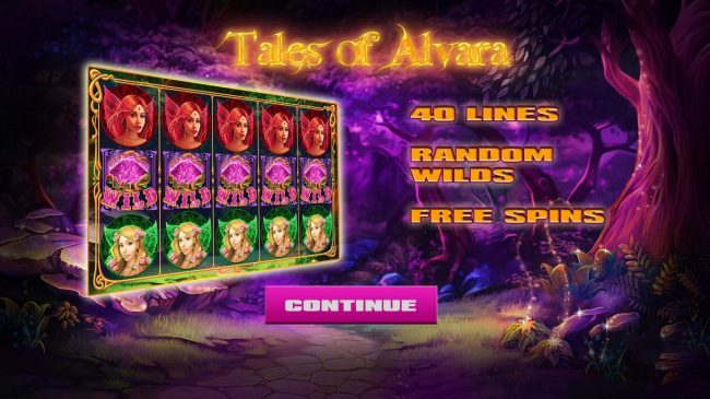 Game features include: 40 Lines, Random Wilds and Free Spins