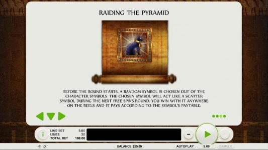 Raiding the Pyramid bonus feature rules.