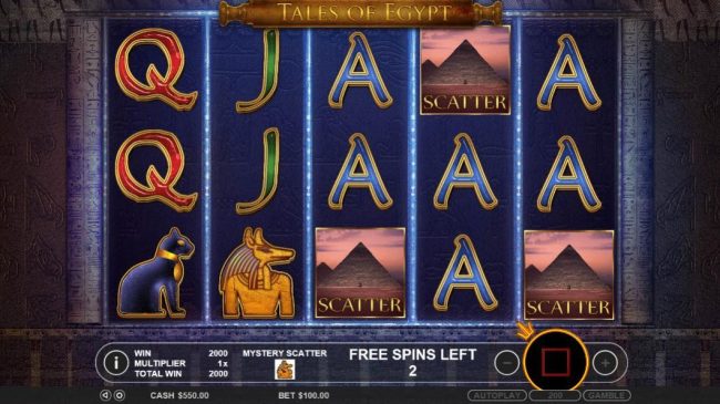 Free spins can be re-triggered during the free spins feature when 3 or more scatter symbols appear anywhere on the reels.