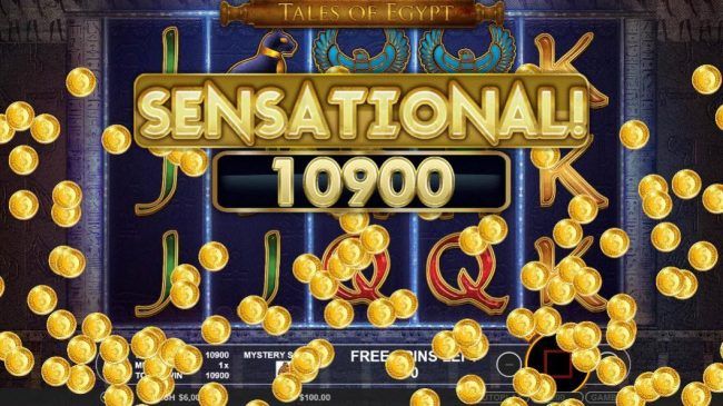A 10,900 sensational win is paid out after completing the free spins feature.