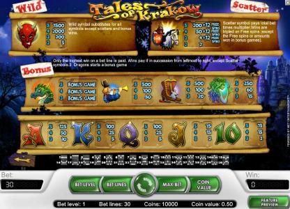 slot game symbols paytable and payline diagrams