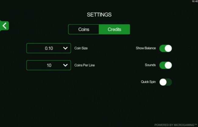 You can easily change the coin size and coins per line by clicking on the Settings menu.