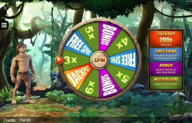 Bonus Wheel feature - Spin the wheel to win one of the cash prizes or bonus feature games.