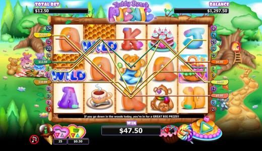 multiple winning paylines triggers a $47 jackpot