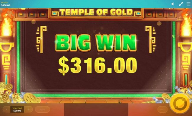 Special Feature pays out a 316.00 jackpot.