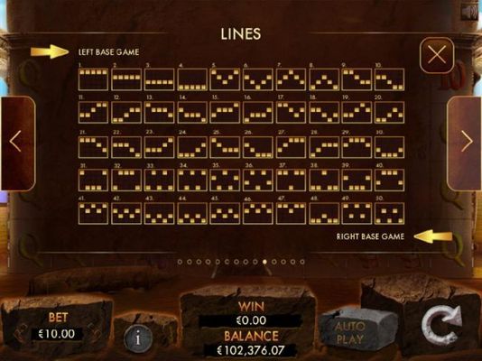 Base Game Payline Diagrams 1-50