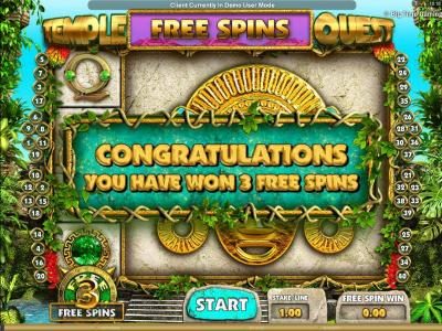 3 free spins awarded