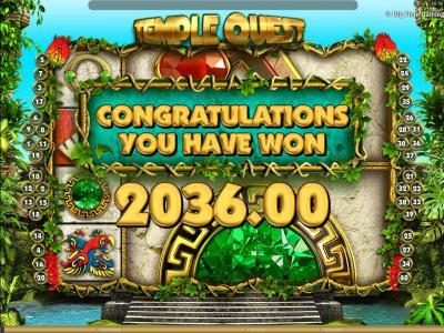 The free spins feature pays out a total of $2036 for a mega win!