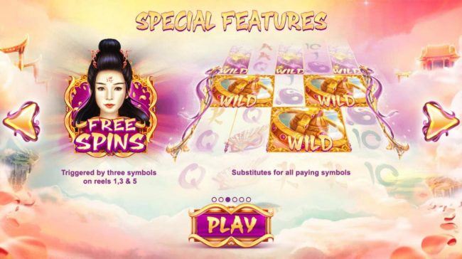 Special Feature - Free Spins triggered by three symbols on reels 1, 3 and 5.