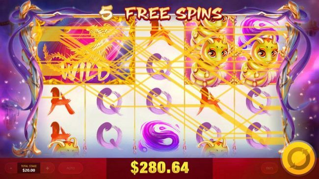 A big win triggered by multiple winning paylines during the free spins feature
