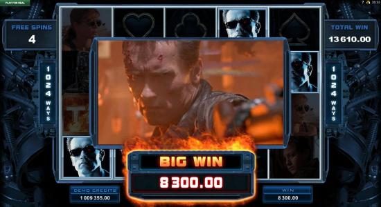 An $8,300 big win triggered during the free spins feature