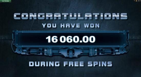A total of $16060 was paid out during the free spins feature