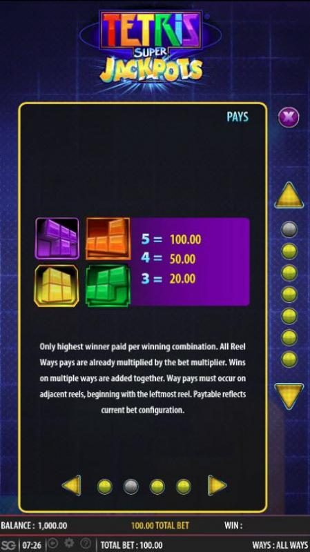 Medium Value Slot Game Symbols Paytable