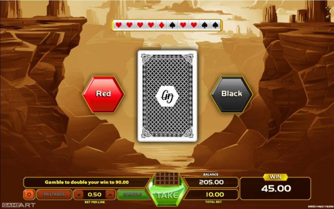 Gamble Feature - To gamble any win press Gamble then select Red or Black.