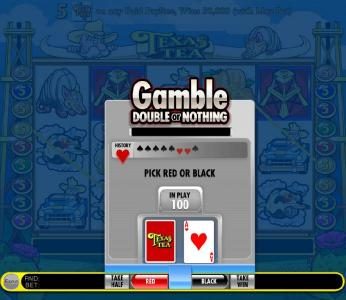 gamble feature - choose red or black for a chance to double your winnings