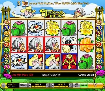 three of a kind triggers a 125 coin jackpot