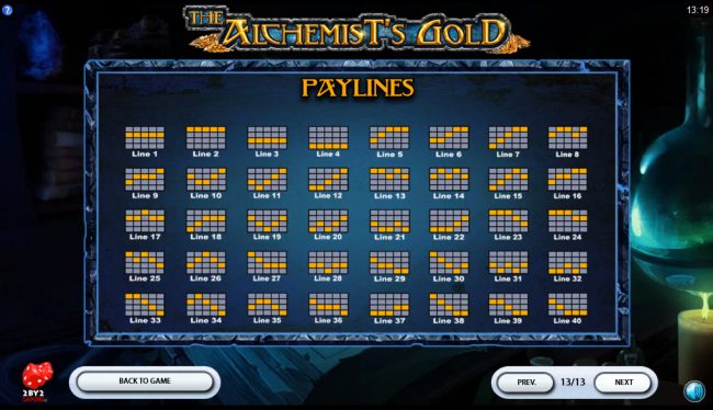 Paylines 1-40