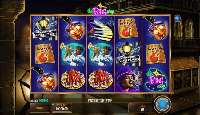 Main game board featuring five reels and 20 paylines with a $25,000,000 max payout.