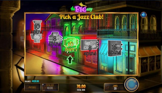 Pick a Jazz Club to reveal a free spins prize