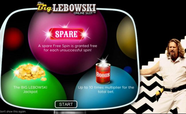 Game feature include: A spare Free Spin is granted free for each unsuccessful spin! The Big Lebowski Jackpot and up to 10 times multiplier for the total bet.