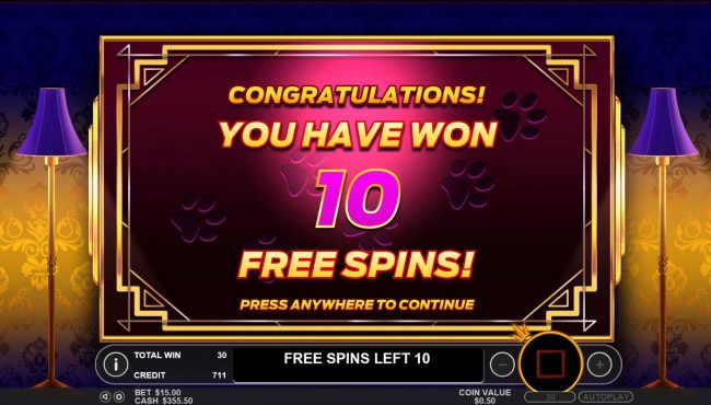 10 Free Spins Awarded.