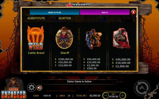 High value slot game symbols paytable - Base Game.