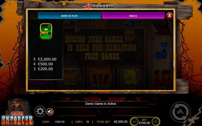 Low value game symbols paytable - Free Games Bonus.