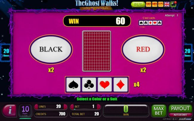 Red-Or-Black Risk Game - To gamble any win press Gamble then select Red or Black.