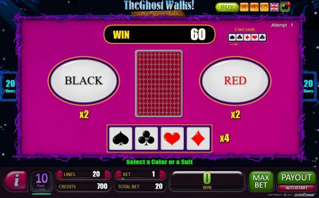 Red-Or-Black Risk Game - To gamble any win press Gamble then select Red or Black.