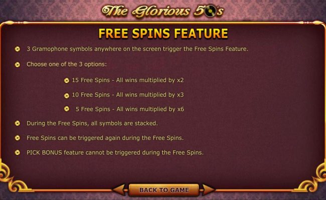 3 gramophone symbols anywhere on the screen trigger the free spins feature