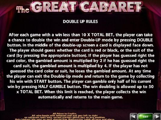 Double Up Gamble Feature Rules