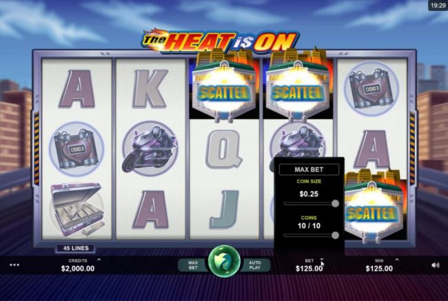 Click on the BET button to adjust the coin size, coins per line and numbers of lines played.